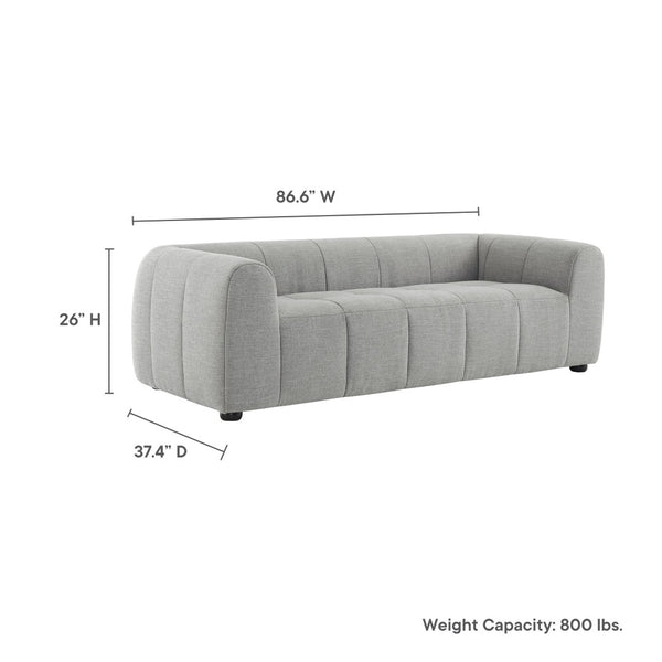 Modway Furniture Liana Upholstered Fabric Sofa - Chic Retro-Modern Three-Seater for Stylish Comfort and Durability Pewter EEI-6866-PEW