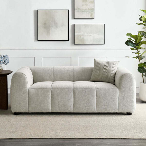 Modway Furniture Liana Upholstered Fabric Loveseat - Chic Retro-Modern Design with Deep Seating for Ultimate Comfort Linen EEI-6867-LIN