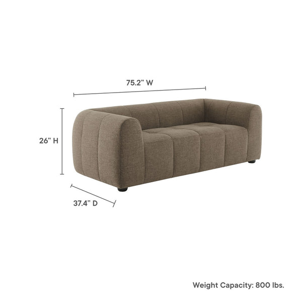 Modway Furniture Liana Upholstered Fabric Loveseat - Chic Retro-Modern Design with Deep Seating for Ultimate Comfort Mocha EEI-6867-MOC