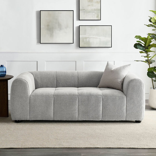 Modway Furniture Liana Upholstered Fabric Loveseat - Chic Retro-Modern Design with Deep Seating for Ultimate Comfort Pewter EEI-6867-PEW