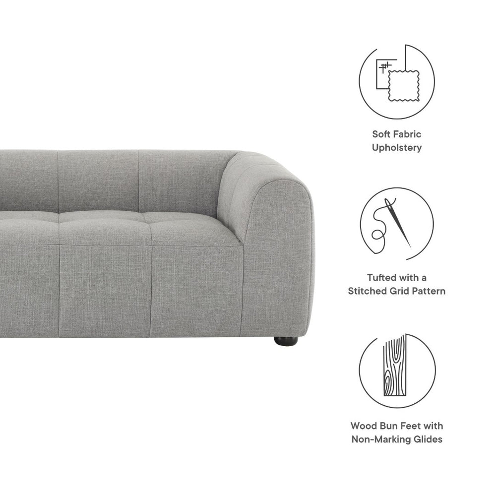 Modway Furniture Liana Upholstered Fabric Loveseat - Chic Retro-Modern Design with Deep Seating for Ultimate Comfort Pewter EEI-6867-PEW