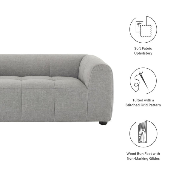 Modway Furniture Liana Upholstered Fabric Loveseat - Chic Retro-Modern Design with Deep Seating for Ultimate Comfort Pewter EEI-6867-PEW