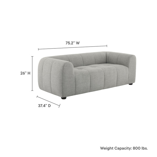 Modway Furniture Liana Upholstered Fabric Loveseat - Chic Retro-Modern Design with Deep Seating for Ultimate Comfort Pewter EEI-6867-PEW