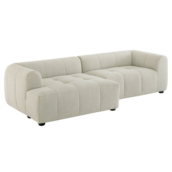 Modway Furniture Liana Modular Sectional Sofa with Left-Facing Chaise - Retro-Modern Upholstered Comfort & Style Linen EEI-6868-LIN