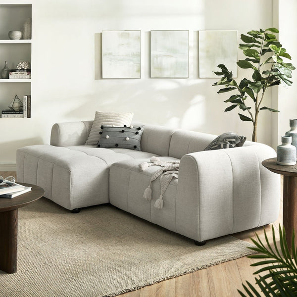 Modway Furniture Liana Modular Sectional Sofa with Left-Facing Chaise - Retro-Modern Upholstered Comfort & Style Linen EEI-6868-LIN