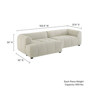 Modway Furniture Liana Modular Sectional Sofa with Left-Facing Chaise - Retro-Modern Upholstered Comfort & Style Linen EEI-6868-LIN