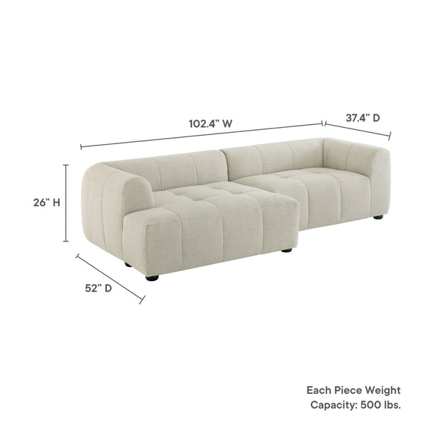 Modway Furniture Liana Modular Sectional Sofa with Left-Facing Chaise - Retro-Modern Upholstered Comfort & Style Linen EEI-6868-LIN