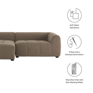 Modway Furniture Liana Modular Sectional Sofa with Left-Facing Chaise - Retro-Modern Upholstered Comfort & Style Mocha EEI-6868-MOC