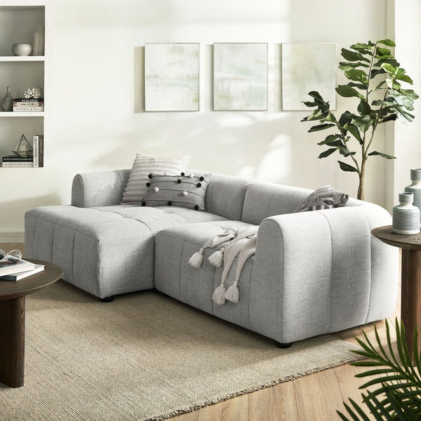 Modway Furniture Liana Modular Sectional Sofa with Left-Facing Chaise - Retro-Modern Upholstered Comfort & Style Pewter EEI-6868-PEW