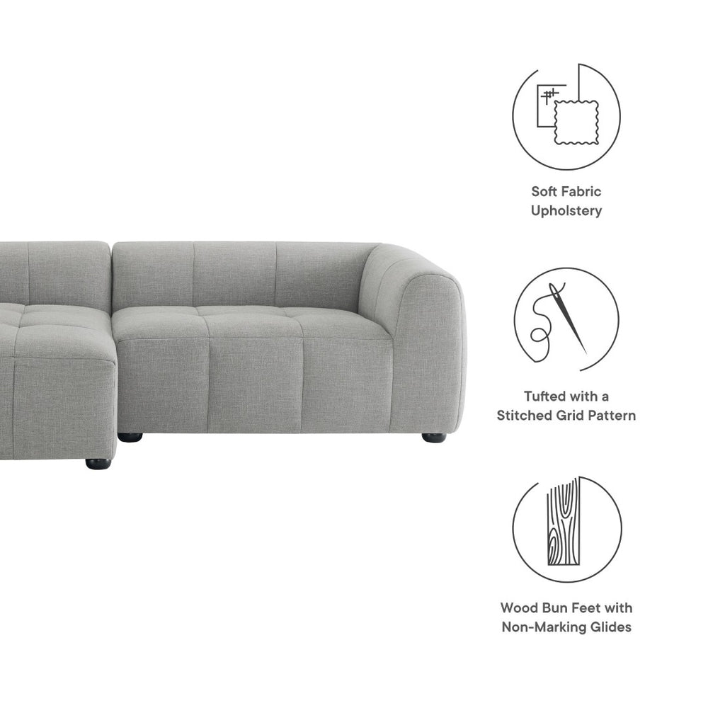 Modway Furniture Liana Modular Sectional Sofa with Left-Facing Chaise - Retro-Modern Upholstered Comfort & Style Pewter EEI-6868-PEW