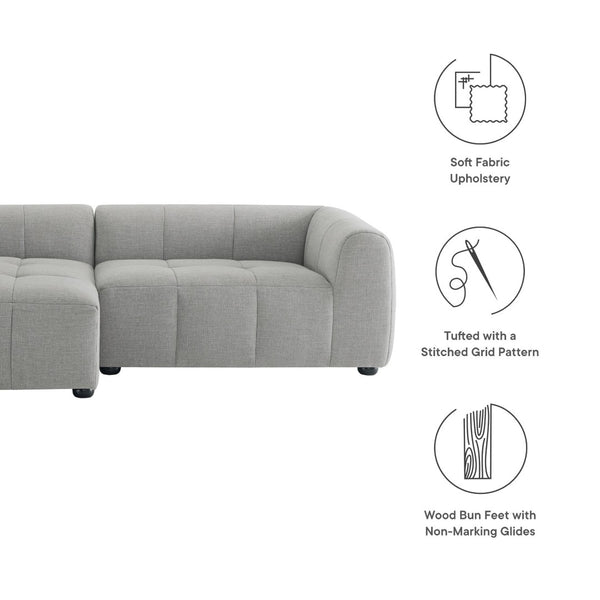 Modway Furniture Liana Modular Sectional Sofa with Left-Facing Chaise - Retro-Modern Upholstered Comfort & Style Pewter EEI-6868-PEW