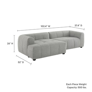 Modway Furniture Liana Modular Sectional Sofa with Left-Facing Chaise - Retro-Modern Upholstered Comfort & Style Pewter EEI-6868-PEW