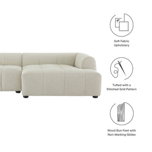 Modway Furniture Liana Modular Sofa - Right-Facing Upholstered Sectional with Chaise for Modern Living Spaces Linen EEI-6869-LIN