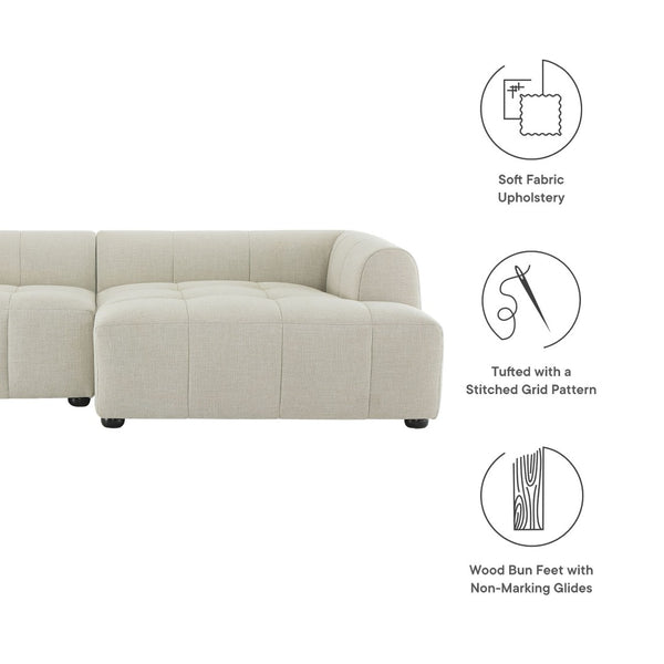 Modway Furniture Liana Modular Sofa - Right-Facing Upholstered Sectional with Chaise for Modern Living Spaces Linen EEI-6869-LIN