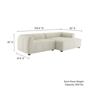 Modway Furniture Liana Modular Sofa - Right-Facing Upholstered Sectional with Chaise for Modern Living Spaces Linen EEI-6869-LIN
