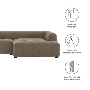 Modway Furniture Liana Modular Sofa - Right-Facing Upholstered Sectional with Chaise for Modern Living Spaces Mocha EEI-6869-MOC