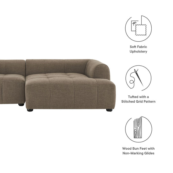 Modway Furniture Liana Modular Sofa - Right-Facing Upholstered Sectional with Chaise for Modern Living Spaces Mocha EEI-6869-MOC