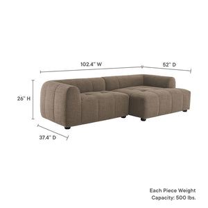 Modway Furniture Liana Modular Sofa - Right-Facing Upholstered Sectional with Chaise for Modern Living Spaces Mocha EEI-6869-MOC