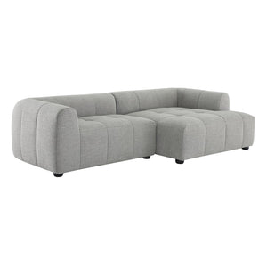 Modway Furniture Liana Modular Sofa - Right-Facing Upholstered Sectional with Chaise for Modern Living Spaces Pewter EEI-6869-PEW