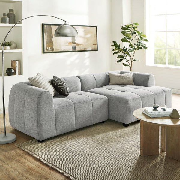 Modway Furniture Liana Modular Sofa - Right-Facing Upholstered Sectional with Chaise for Modern Living Spaces Pewter EEI-6869-PEW