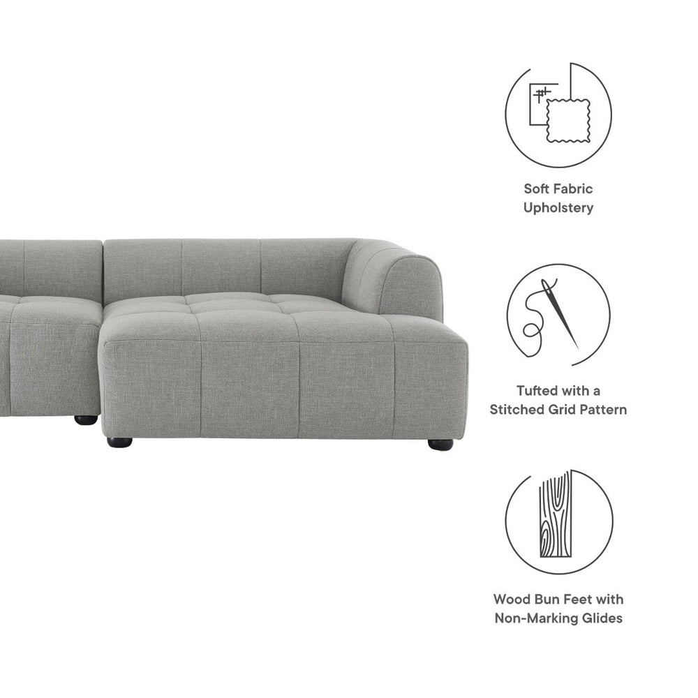 Modway Furniture Liana Modular Sofa - Right-Facing Upholstered Sectional with Chaise for Modern Living Spaces Pewter EEI-6869-PEW