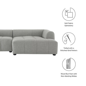 Modway Furniture Liana Modular Sofa - Right-Facing Upholstered Sectional with Chaise for Modern Living Spaces Pewter EEI-6869-PEW