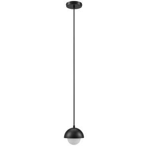 Modway Furniture Eclipse Globe Pendant Light - Modern Opal Glass and Metal Dome for Elegant Illumination in Any Space Black EEI-6870-BLK