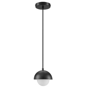 Modway Furniture Eclipse Globe Pendant Light - Modern Opal Glass and Metal Dome for Elegant Illumination in Any Space Black EEI-6870-BLK