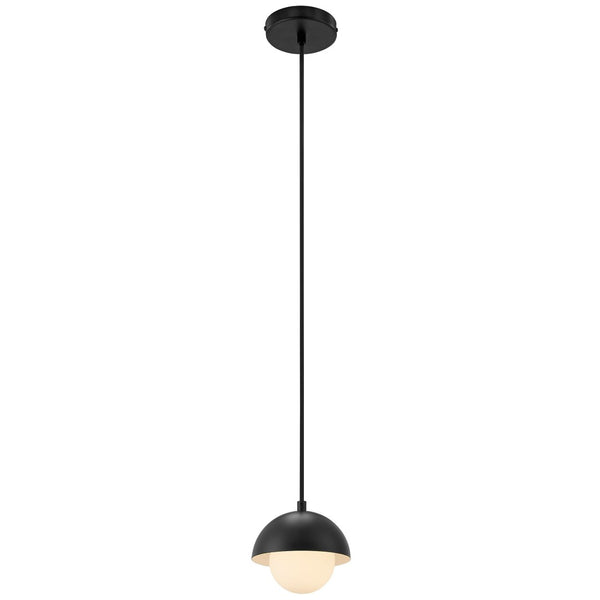 Modway Furniture Eclipse Globe Pendant Light - Modern Opal Glass and Metal Dome for Elegant Illumination in Any Space Black EEI-6870-BLK