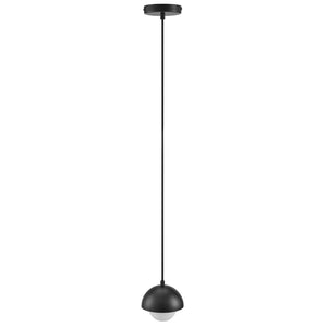 Modway Furniture Eclipse Globe Pendant Light - Modern Opal Glass and Metal Dome for Elegant Illumination in Any Space Black EEI-6870-BLK