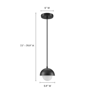 Modway Furniture Eclipse Globe Pendant Light - Modern Opal Glass and Metal Dome for Elegant Illumination in Any Space Black EEI-6870-BLK