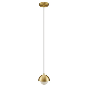 Modway Furniture Eclipse Globe Pendant Light - Modern Opal Glass and Metal Dome for Elegant Illumination in Any Space Brass EEI-6870-BRA