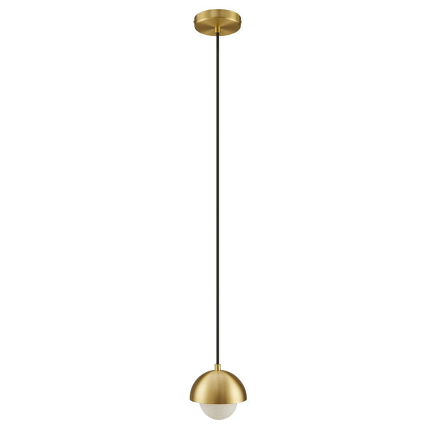 Modway Furniture Eclipse Globe Pendant Light - Modern Opal Glass and Metal Dome for Elegant Illumination in Any Space Brass EEI-6870-BRA