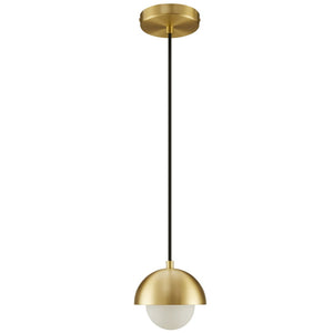 Modway Furniture Eclipse Globe Pendant Light - Modern Opal Glass and Metal Dome for Elegant Illumination in Any Space Brass EEI-6870-BRA