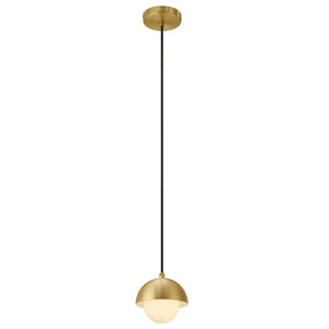 Modway Furniture Eclipse Globe Pendant Light - Modern Opal Glass and Metal Dome for Elegant Illumination in Any Space Brass EEI-6870-BRA