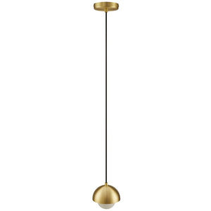 Modway Furniture Eclipse Globe Pendant Light - Modern Opal Glass and Metal Dome for Elegant Illumination in Any Space Brass EEI-6870-BRA