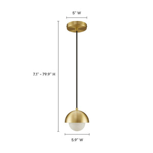 Modway Furniture Eclipse Globe Pendant Light - Modern Opal Glass and Metal Dome for Elegant Illumination in Any Space Brass EEI-6870-BRA