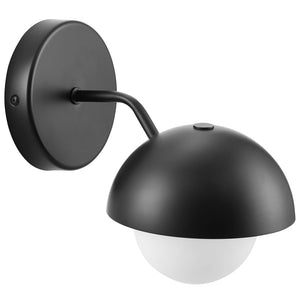 Modway Furniture Eclipse Globe Wall Sconce - Modern Opal Glass & Metal Design for Soft Ambient Illumination Black EEI-6871-BLK