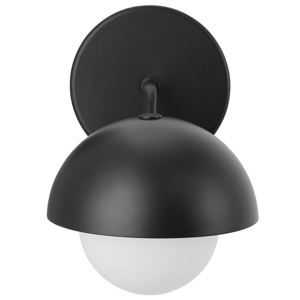 Modway Furniture Eclipse Globe Wall Sconce - Modern Opal Glass & Metal Design for Soft Ambient Illumination Black EEI-6871-BLK