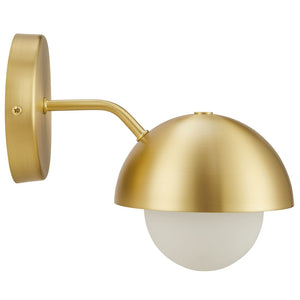 Modway Furniture Eclipse Globe Wall Sconce - Modern Opal Glass & Metal Design for Soft Ambient Illumination Brass EEI-6871-BRA
