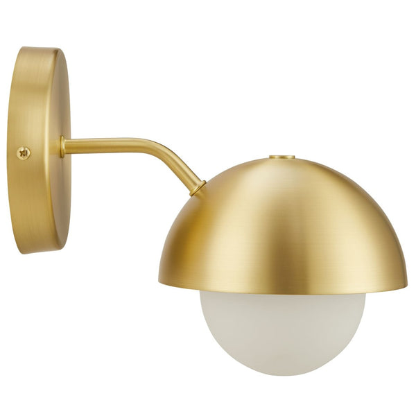 Modway Furniture Eclipse Globe Wall Sconce - Modern Opal Glass & Metal Design for Soft Ambient Illumination Brass EEI-6871-BRA