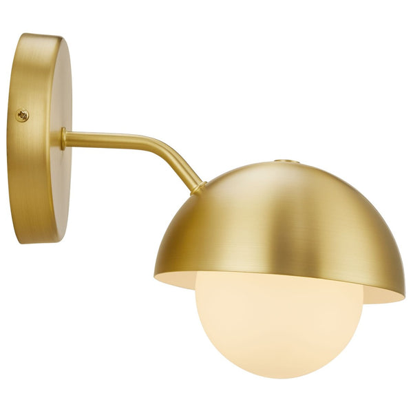 Modway Furniture Eclipse Globe Wall Sconce - Modern Opal Glass & Metal Design for Soft Ambient Illumination Brass EEI-6871-BRA