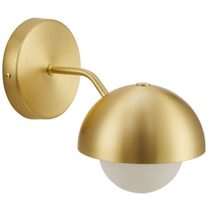 Modway Furniture Eclipse Globe Wall Sconce - Modern Opal Glass & Metal Design for Soft Ambient Illumination Brass EEI-6871-BRA