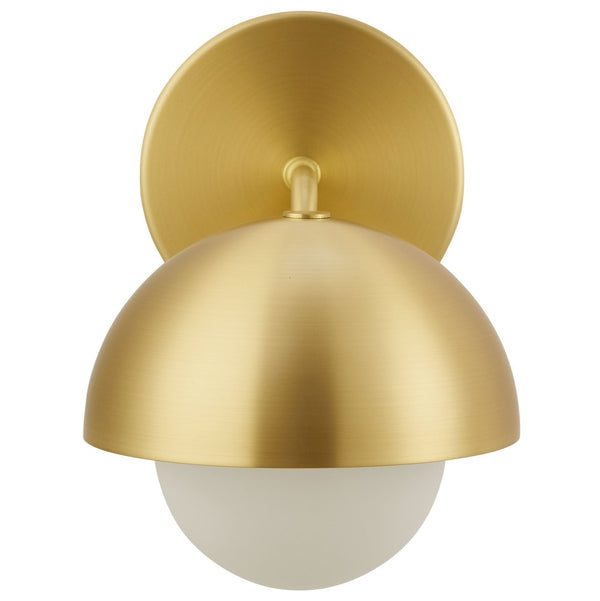 Modway Furniture Eclipse Globe Wall Sconce - Modern Opal Glass & Metal Design for Soft Ambient Illumination Brass EEI-6871-BRA