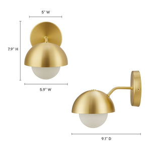 Modway Furniture Eclipse Globe Wall Sconce - Modern Opal Glass & Metal Design for Soft Ambient Illumination Brass EEI-6871-BRA