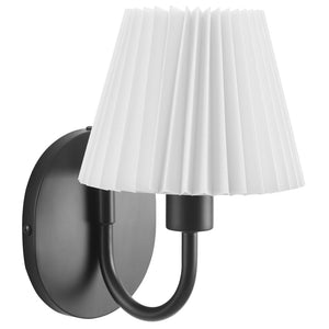 Modway Furniture Wave Wall Sconce by Modway - Modern U-Shaped Design with Pleated Shade for Ambient Illumination Black EEI-6872-BLK