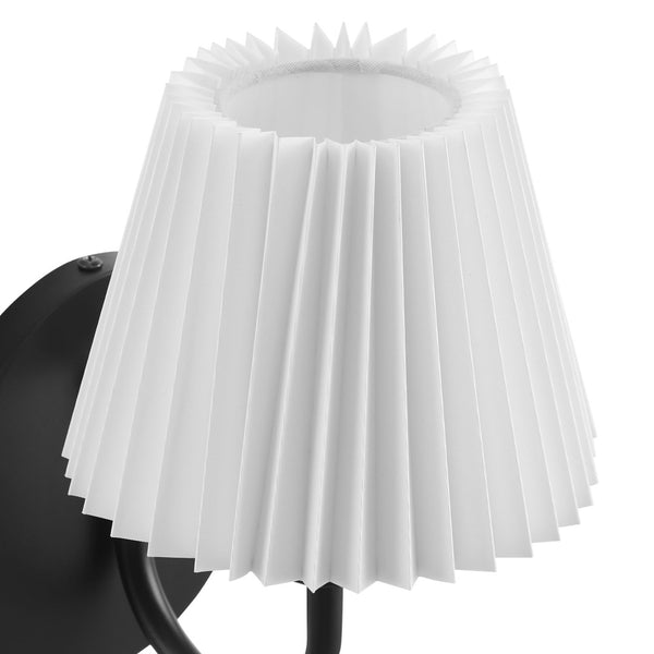 Modway Furniture Wave Wall Sconce by Modway - Modern U-Shaped Design with Pleated Shade for Ambient Illumination Black EEI-6872-BLK