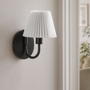 Modway Furniture Wave Wall Sconce by Modway - Modern U-Shaped Design with Pleated Shade for Ambient Illumination Black EEI-6872-BLK