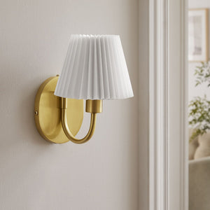 Modway Furniture Wave Wall Sconce by Modway - Modern U-Shaped Design with Pleated Shade for Ambient Illumination Brass EEI-6872-BRA