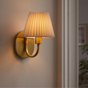 Modway Furniture Wave Wall Sconce by Modway - Modern U-Shaped Design with Pleated Shade for Ambient Illumination Brass EEI-6872-BRA